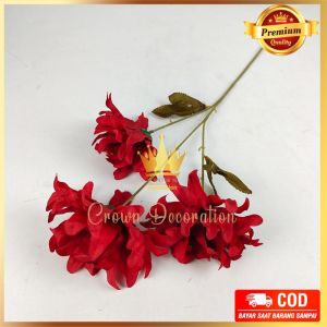 Bunga Dahlia Tangkai Panjang Cabang 3 artificial Bunga Imitasi kain untuk Hiasan dekorasi rumah cafe kamar dan wedding atau dekorasi pelaminan Import artificial palsu kain premium termurah