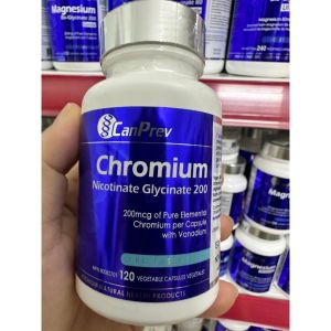 CanPrev Chromium Nicotinate Glycinate 200 Hỗ Trợ Chuyển Hóa Đường Huyết & Chuyển Hóa Glucose - Hỗ trợ cơ thể sử dụng insulin hiệu quả hơn trong chuyển hóa glucose. - Góp phần duy trì chuyển hóa đường huyết khỏe mạnh.