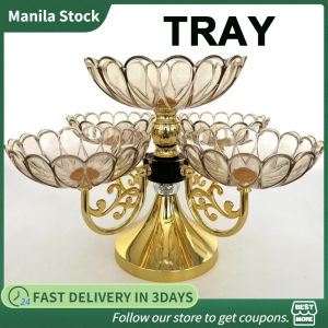 Dining Tabletop Crystal Fruit Bowl Multi Layered Rotating Fruit Tray Candy Snack Tray Festival Party Storage Plate