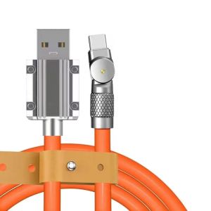 120W 6A Super Fast Charge Type C Liquid Silicone Cable Rotate Charge USB Cable for Xiaomi Huawei Apple Samsung USB C Charger Cables With indicator light
