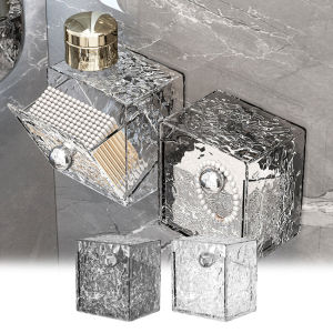 Wall Mounted Cotton Pad Storage Boxes Dustproof Bathroom Organizer For Cotton Swabs Makeup Adhesive Jewelry Holder Box