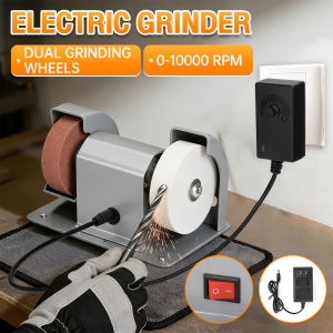 96W Variable Speed Bench Grinder 0-10000RPM 7-Speed Electric Grinding Machine with Coarse & Fine Wheels DIY Tool Sharpener