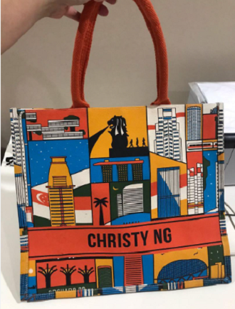 Christy Ng Singapore Skyline Mini Grocery Tote-No Embroidery