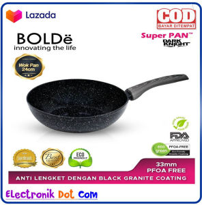 BOLDe Wok Pan Wajan 24 cm Granite Ceramic Anti Lengket - Black