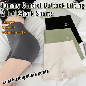 Tummy Control And Buttock Lifting 2 In 1 Shark Shorts Sliming Yoga Short Pants 短款瘦身瑜伽裤