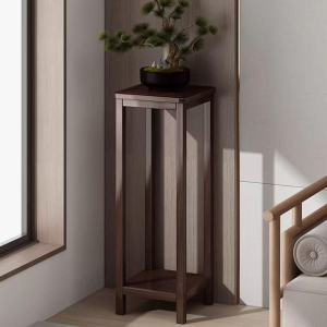 Chinese-style Wooden Plant Placement Rack for Indoor & Outdoor Use - Non-Foldable 1-layer Design Durable Bonsai Tree & Flower Display Stand