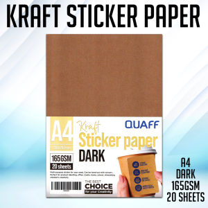 PP Supplies - QUAFF A4 Dark/Light Kraft Sticker Paper 165gsm | 20 Sheets for DIY & Crafts