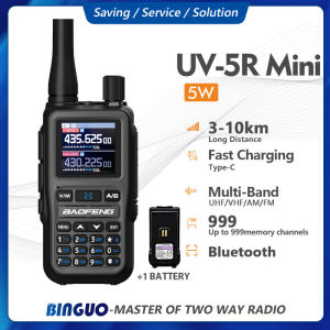 Baofeng UV-5R Mini Walkie Talkie APP Bluetooth Programming Multi-Band UHF/VHF/AM/FM Dual PTT 999CH Two-Way Radio Long Range Free Battery