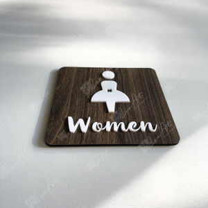 Bảng WC - Toilet - Resroom - Nhà vệ sinh - bằng Gỗ gỗ kết hợp MICA ĐÀI LOAN Vintage Decor có sẵn keo 2 mặt