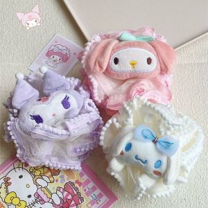 Cartoon Sanrio Cute Hello Kitty Kuromi My Melody Loofah Bath Ball Mesh Sponge Shower Accessories Bathroom Supplies Bath Flower Super Soft Body Cleaning Mesh Brush