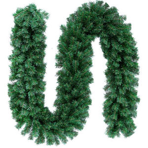 Dây lá thông xanh trơn chưa trang trí rộng 25cm hàng dày rậm dài 1.8m và 2.7m QT23