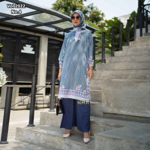 NMR Setelan Celana Kulot Tunik Katun Paris Plisket Vol 2022-4 ( Inc Hijab)