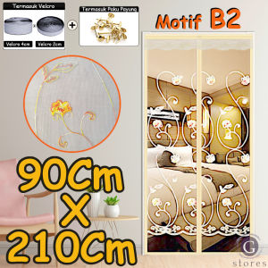 Tirai Magnet Premium Mesh Anti Nyamuk Gorden Magnet Anti Nyamuk Serangga Motif Bordir Embroidery