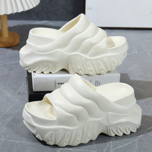[Free Shipping] New Summer Thick-Soled WomenS High-Heeled Slippers For Outdoor Wear Platform Sole Height-Enhancing Slimming Lazy Slip-On Wedge Sandals