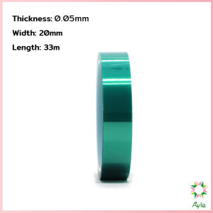 Ayla ฟิล์ม PET ทนความร้อนสีเขียว เทปฉนวนทนความร้อน หนา 0.05mm ความยาว 33m Green Pet Film Tape