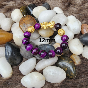 Natural Stone Amethyst Tiger Eye Vermeil Gold Non Fading Non Pawnable Blessed Wealth Bracelet