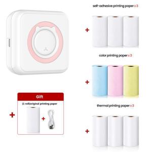 Mini Bluetooth pocket inkless printer with thermal tags and stickers printer for photo note memos