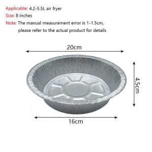 10/20/30pcs Air Fryer Aluminium Foil Trays Round Containers Tin Box Disposable Steaming Basket Kitchen Baking Tool BBQ Drip Pan Tray