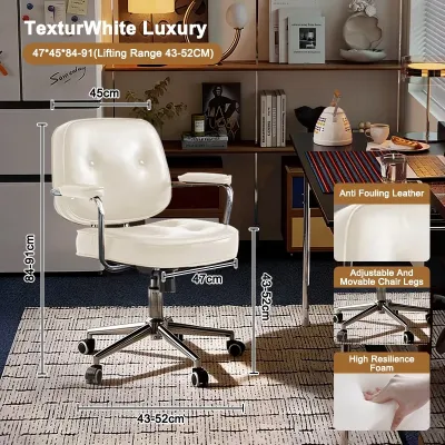 Homelife Vintage Accent Chair 360 Degree Rotating Chair One Hand Lift Desk Chair Minimalist Vanity Chair
