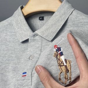 Summer Men s Short Sleeve T-shirt Embroidered Business Polo Large POLO Shirt Youth Trend Solid Color Top