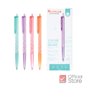 Quantum ปากกา ปากกาลูกลื่น เจลลูลอยด์ ซีลีน 0.5 น้ำเงิน จำนวน 4 ด้าม