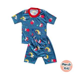 Oblong Bayi Lengan Pendek dan Celana Pendek Model Pampers 3-15Bulan Motif Full Print