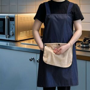 SFJHF Waterproof Kitchen Cooking Apron X-Back Stain-proof Household Work Apron Portable Soft Suspender Work Dress Restaurant Use