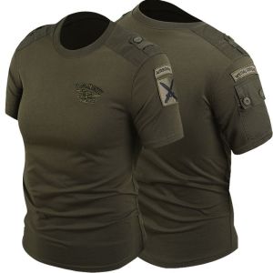 T-Shirt Mens Crewneck Clothes Short Sleeve Half Sleeve Tactical Outdoor Camouflage Navy Seal Team