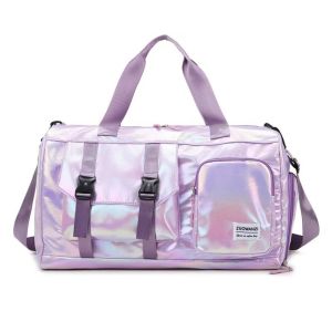 BELLERY Waterproof Gym Bag Pearl Glossy Wet Dry Separation Fitness Training Handbag Pack Shoe Compartment Weekender Gym Tote Women Fitness