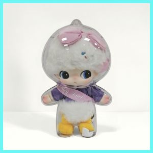 Kebigumei dimoo Thế Giới loạt trong suốt protectice trường hợp dimoo búp bê 18cm Keychain túi lưu trữ bông búp bê đi chơi chống nước và chống bụi túi lưu trữ PVC túi lưu trữ