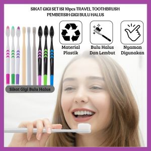 Sikat Gigi Set Isi 10pcs Travel Toothbrush Cleaner Sikat Pembersih Gigi Dewasa Bulu Lembut Gosokan Gigi Warna Pastel Lucu - FR Gallery