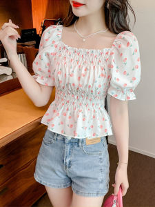 สำหรับผู้หญิง 2024 การออกแบบใหม่ เสื้อสมุดสำหรับการแข่งขัน เสื้อชีฟองพัฟแขนดอกไม้ เสื้อด้านบน 2024