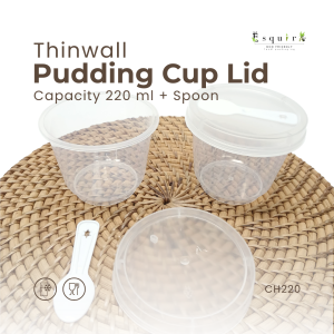Pudding Cup Korean With Lid 220 ML / 280ML + Free Mini Spoon 10pcs