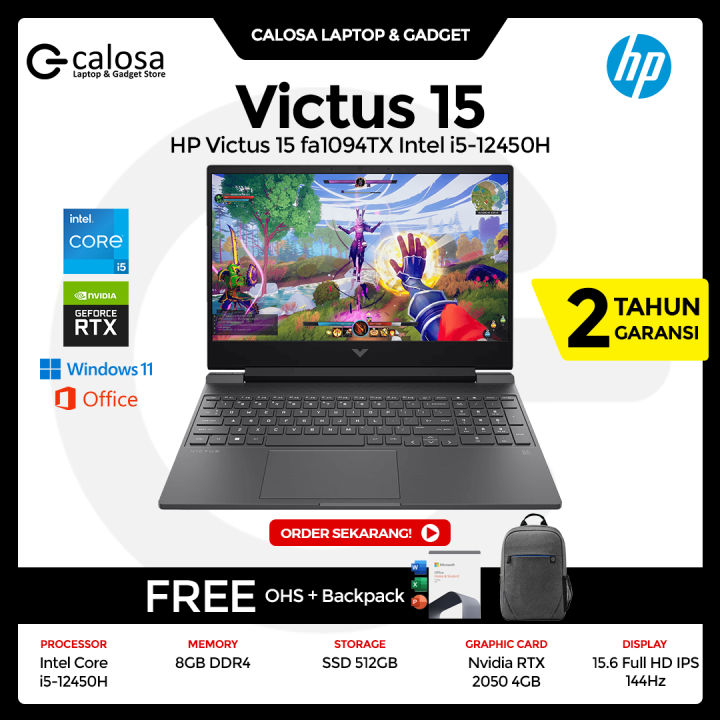 HP Victus 15 fa1094TX Intel i5-12450H RAM 8/512GB RTX 2050 15,6