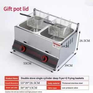 ArcticBreeze Stainless Steel Commercial Double Cylinder LPG Gas Fryer High Quality Countertop Fryer Deep Fryer Kitchen Equipment