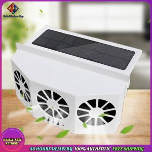 Vodool Portable Deodorization Ventilator 3 Heads Electric Car Cooler Solar Charging Suction Interior Cooler 2.4V Multi-angle Adjustable for Vehicle Truck SUV