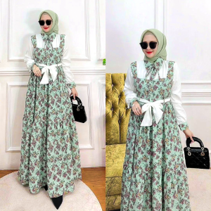 Gamis Muslim Wanita Jumbo mango crinkle yoryu L XL XXL 3L 4L