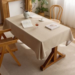 Linen-Look Dining Tablecloth 140cm Wrinkle-Resistant Farmhouse Table Cover  Alas Meja