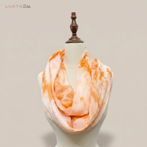 Khăn Lụa Tơ Tằm Cao Cấp Mây Cam Luata Silk - Khăn Choàng Cổ Nhuộm Loang Mềm Mại Sang Trọng Làm Quà Tặng