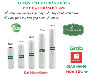 Túi hút chân không thực phẩm một mặt nhám Bộ 1 cuộn túi đựng thực phẩm dạng cuộn tiện lợi dài 500cm đủ kích thước