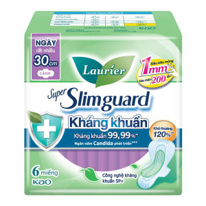 Combo 4 gói băng vệ sinh Laurier Siêu Mỏng 1mm Kháng khuẩn 30cm 6 miếng
