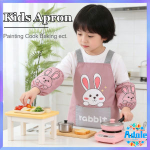 1 Set Kids Art Kitchen Apron Arm Sleeves Gloves Waterproof Cartoon Rabbit Painting Clothes Cover Bib