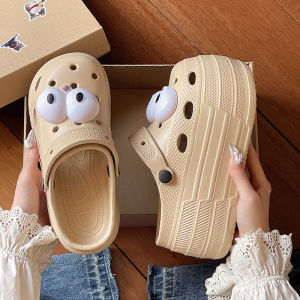 [Free Shipping] Summer Height-Increasing Beach Home Thick-Soled Clog Sandals for Women 9Cm Music Festival Concert High-Heeled Closed-Toe Sandals for Women