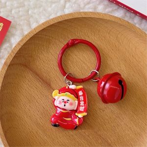 WENQI Resin Plutus Cat Keychain The God of Fortune Kawaii Fortune Cat Pendant Fashion Bell Maneki-neko Keyring Lunar New Year