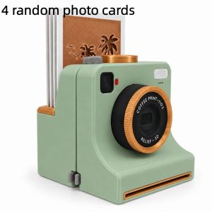 JOMEY Hài hước Máy ảnh Latte in 3D Phong cách cổ điển Các thẻ có thể thay thế. Máy ảnh in bột cà phê Di động Nhựa Bộ dụng cụ vẽ latte art DIY Quầy cà phê tại nhà