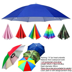 BIN LU Head Umbrella Umbrella Hat Hands Free Wearable Umbrella Rain and Sun Protection Silver Coated UV Block Outdoor Umbrella for Walking Hiking Travel Fishing Farming Construction Work Adults Kids