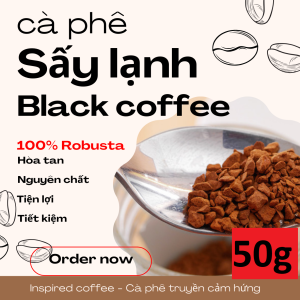 Cà phê sấy lạnh hòa tan Black coffee Robusnois cafe đen hòa tan không đường 100% robusta cà phê Inspired Coffee