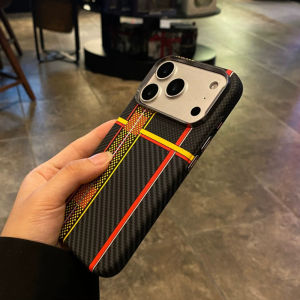 Case for iPhone 17 Pro Max 15 16 for Magsafe Shell Geometric Stripes Hard Pc Back Cover Magnetic Charging Camera Lens Armor Capa