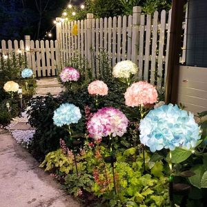 ECOCOKU Simulated Flower LED Hydrangea Lights Realistic Decorative Lighting Solar Garden Light Weatherproof Solar Powered Solar Embroidered Flower Lamp Patio Decor