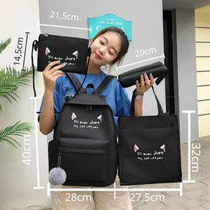 (Loại đẹp) Combo 4 Món Balo + Túi Thời Trang Nữ Phong Cách Hàn Quốc Balo Nữ Đi Học Đi Chơi - BL99229